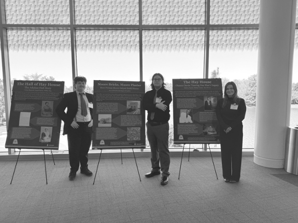 History majors Isaiah DeWitt, Melissa Fortune, and Sagan Tompkins presented posters that were accepted to the annual Society for Georgia Archivists meeting, which was held on MGA's campus on Thursday, October 2. 